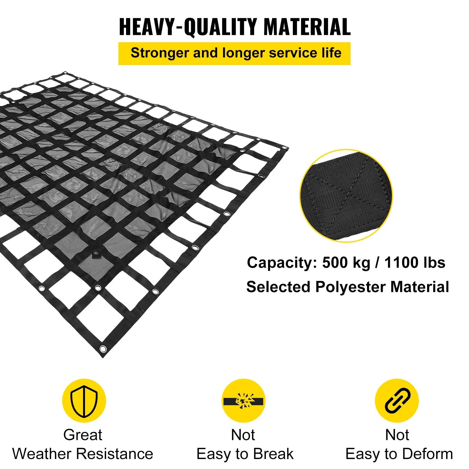 8' X 6.7' Cargo Net With Mesh Truck Bed Cargo Net Capacity 1100lbs Heavy Duty