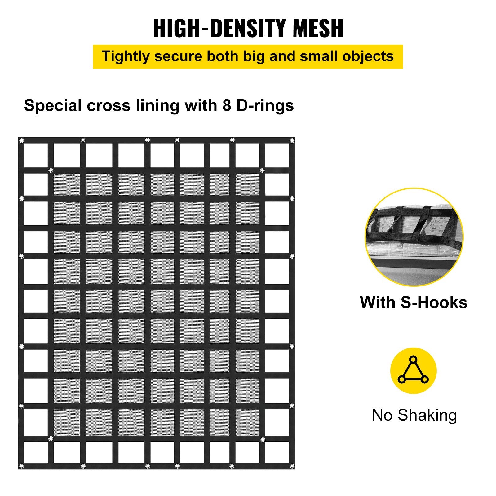 8' X 6.7' Cargo Net With Mesh Truck Bed Cargo Net Capacity 1100lbs Heavy Duty