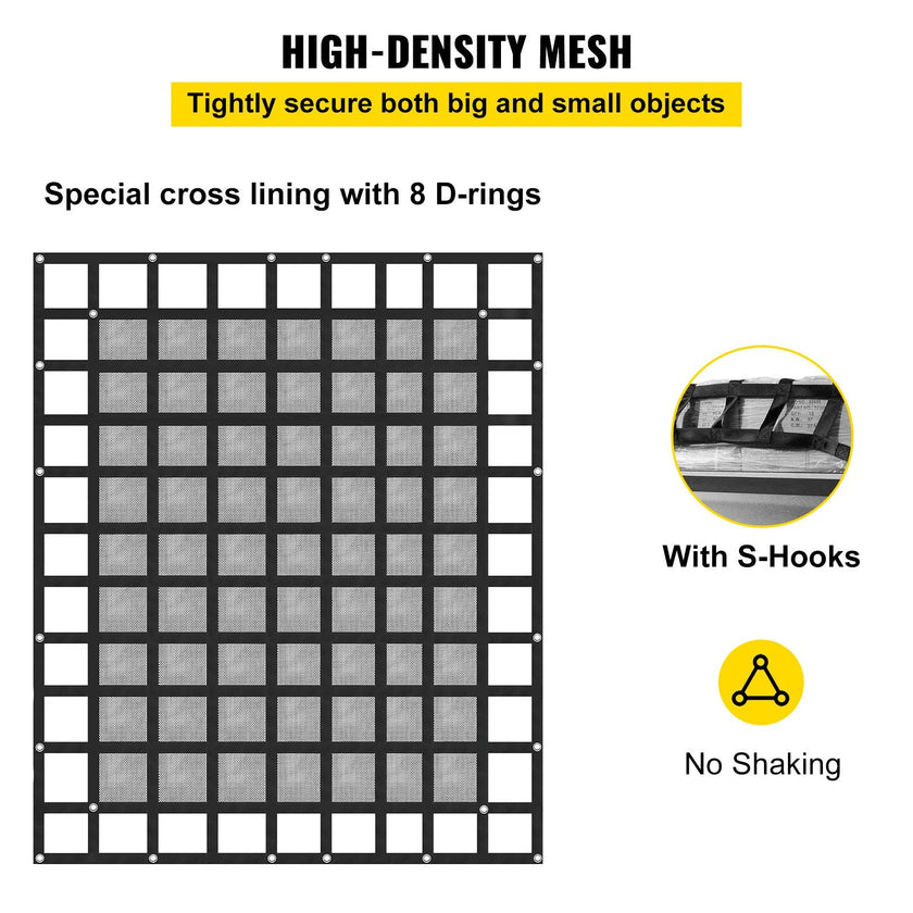 8' X 6.7' Cargo Net With Mesh Truck Bed Cargo Net Capacity 1100lbs Heavy Duty