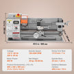 VEVOR Mini Metal Lathe Machine, 7'' x 16'', 800W Precision Benchtop Power Metal Lathe, 150-2500 RPM Continuously Variable Speed, with 3.9'' 3-jaw Metal Chuck Tool Box for Processing Precision Parts