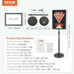 VEVOR Pedestal Sign Holder, 11 x 17 Inch Vertical and Horizontal Adjustable Poster Stand, Heavy-Duty Floor Standing Sign Holder with Round Base for Display, Advertisement, and Outdoor, Black