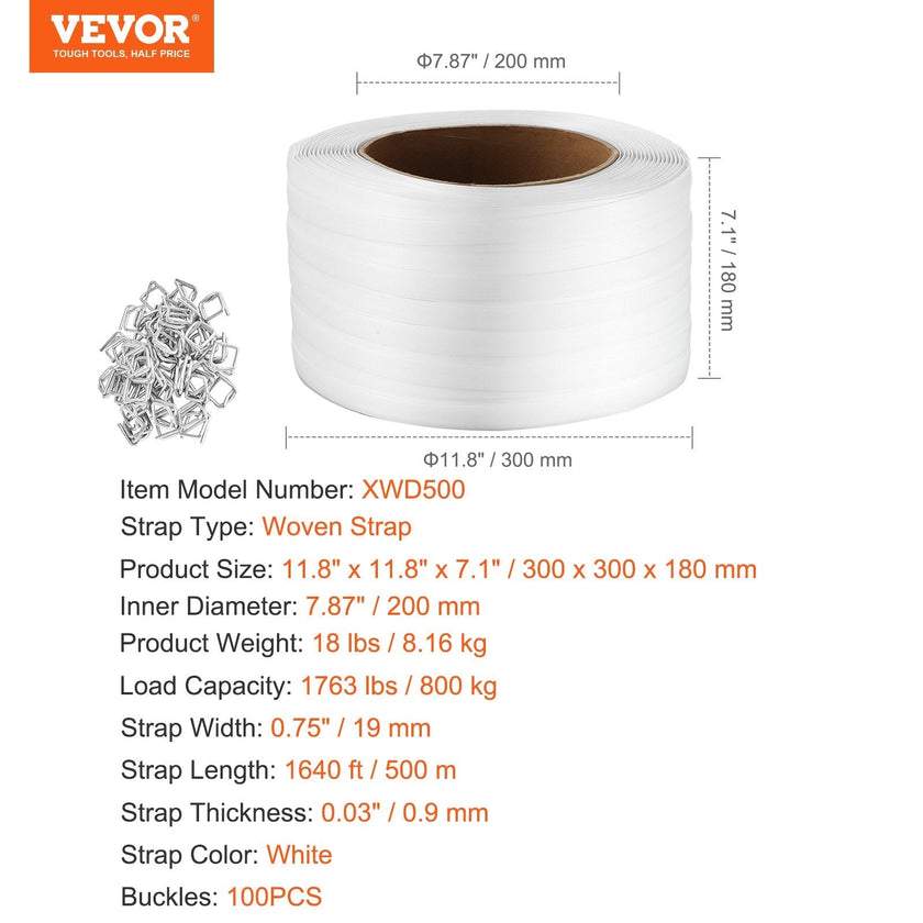 VEVOR Packaging Woven Strapping Roll 3/4