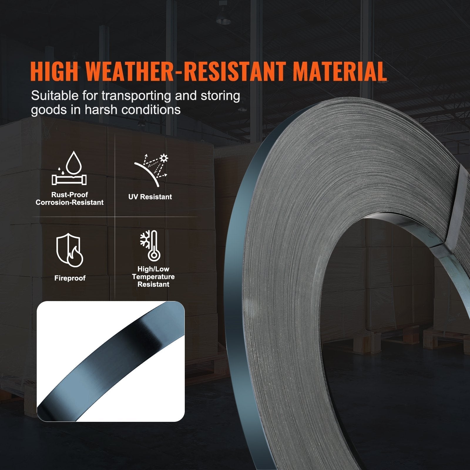 VEVOR Packaging Steel Strapping Roll 3/4