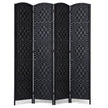 VEVOR 4 Panel Room Divider Hand-Woven Folding Privacy Screen with Hinges Black