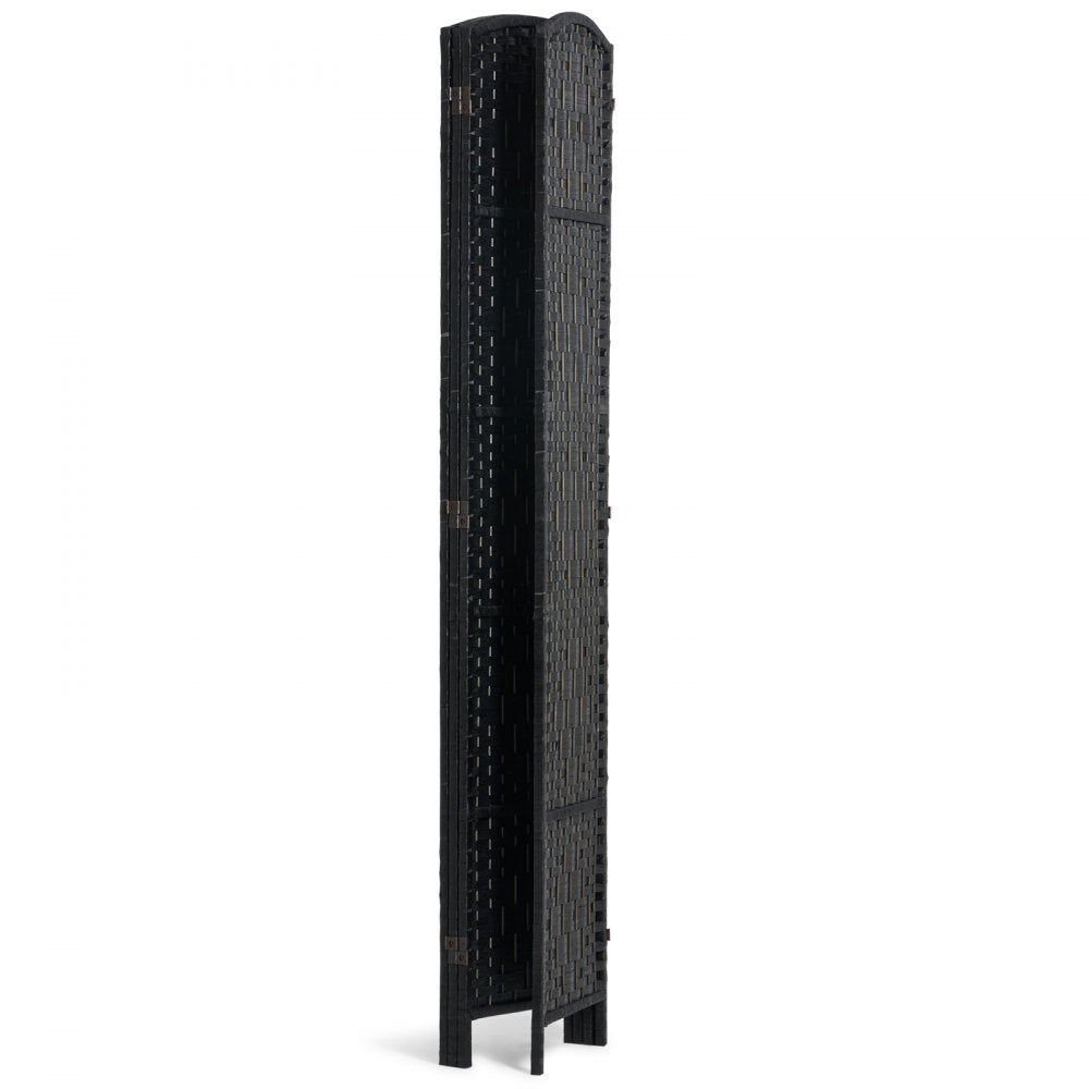 VEVOR 4 Panel Room Divider Hand-Woven Folding Privacy Screen with Hinges Black