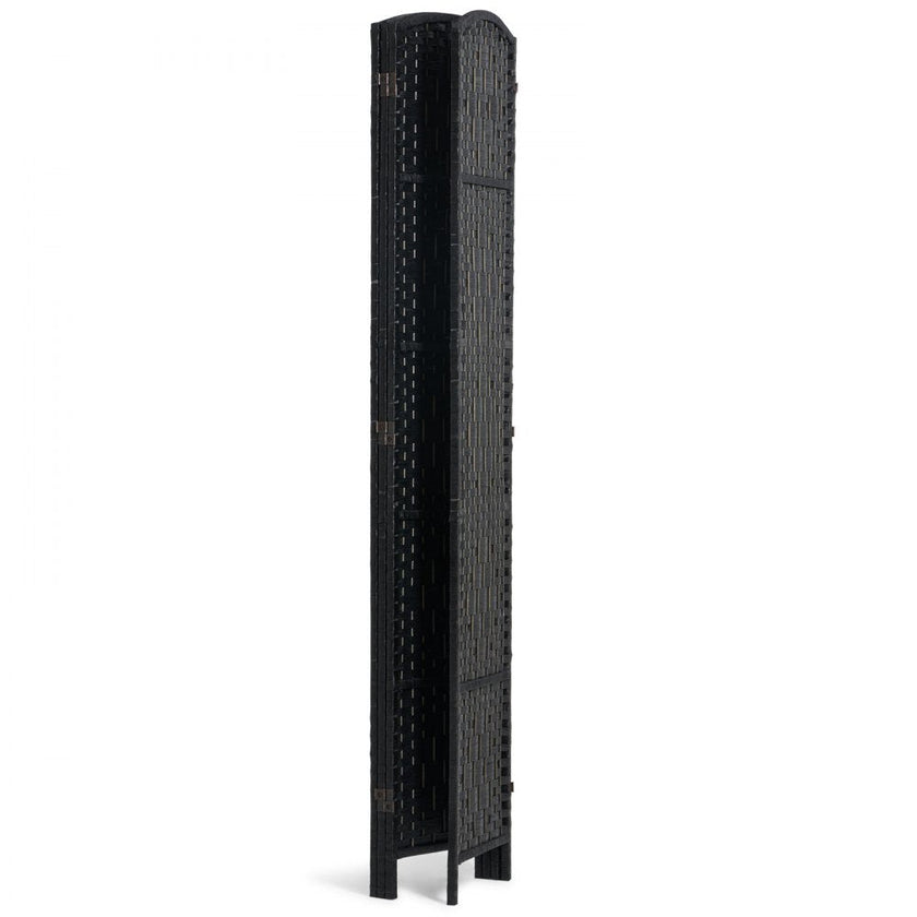 VEVOR 4 Panel Room Divider Hand-Woven Folding Privacy Screen with Hinges Black