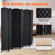 VEVOR 6 Panel Room Divider Hand-Woven Folding Privacy Screen with Hinges Black