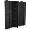 VEVOR 6 Panel Room Divider Hand-Woven Folding Privacy Screen with Hinges Black