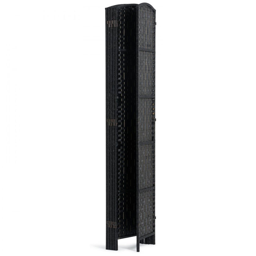 VEVOR 6 Panel Room Divider Hand-Woven Folding Privacy Screen with Hinges Black