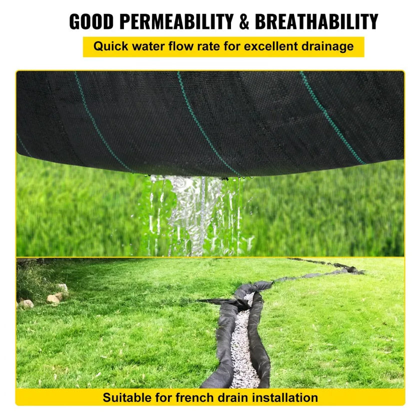 VEVOR Geotextile Fabric, 12.5 x 50 ft 3.5oz Woven PP Driveway Drain Cloth with 600lbs Tensile Strength, Heavy Duty Underlayment for Soil Stabilization, Landscaping, Weed Barrier, 12.5FT50FT-3.5OZ