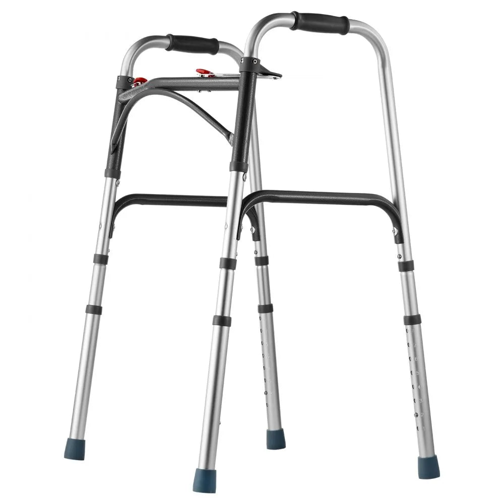 VEVOR Folding Walker Aluminum Mobility Walker Aid with Adjustable Height 350LBS