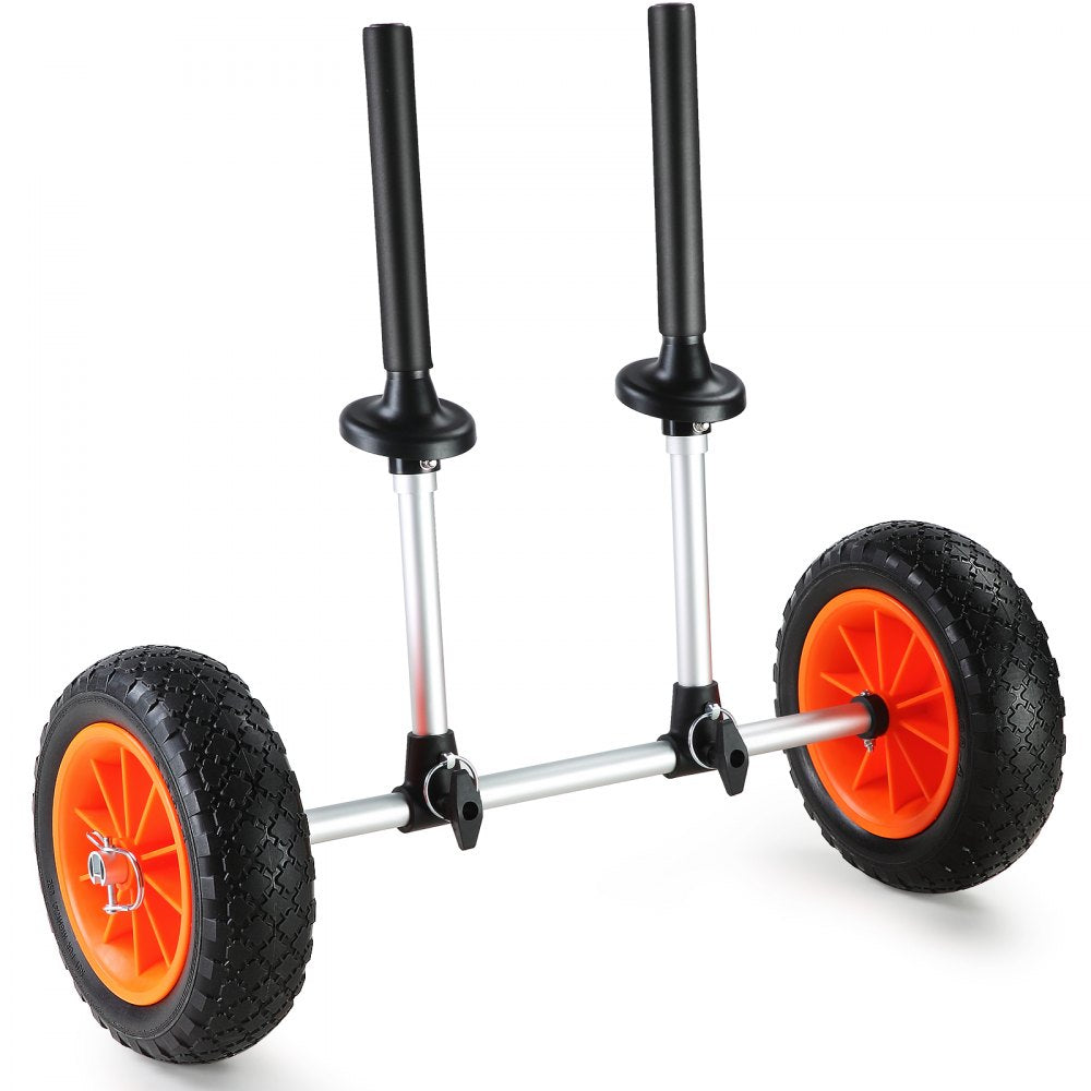 VEVOR Heavy Duty Kayak Cart, 280lbs Load Capacity, Detachable Canoe Trolley Cart with 10'' Solid Tires, Adjustable Width & Top Foam Protection, for Kayaks with Drain Holes of 2.54cm and Above