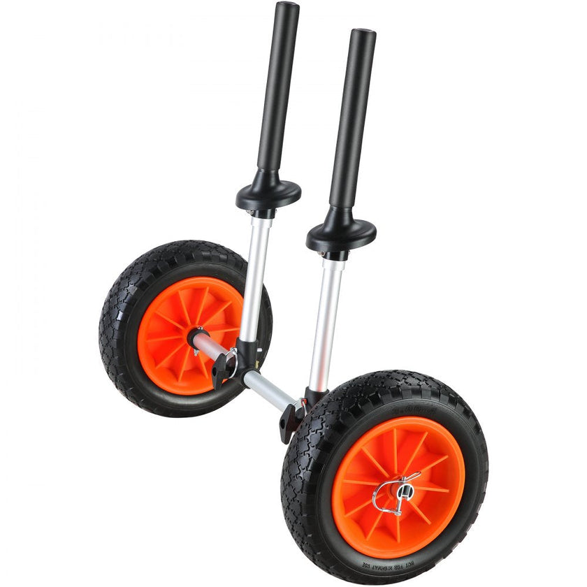 VEVOR Heavy Duty Kayak Cart, 280lbs Load Capacity, Detachable Canoe Trolley Cart with 10'' Solid Tires, Adjustable Width & Top Foam Protection, for Kayaks with Drain Holes of 2.54cm and Above