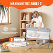 VEVOR Baby Bassinet, 5-Level Height Adjustable, Baby Bassinet Bedside Sleeper with Comfy Mattress and Wheels, Baby Cradle Bedside Crib with Mosquito Net and Side-Opening for Infant Newborn Girl Boy