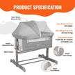 VEVOR Baby Bassinet, 5-Level Height Adjustable, Baby Bassinet Bedside Sleeper with Comfy Mattress and Wheels, Baby Cradle Bedside Crib with Mosquito Net and Side-Opening for Infant Newborn Girl Boy