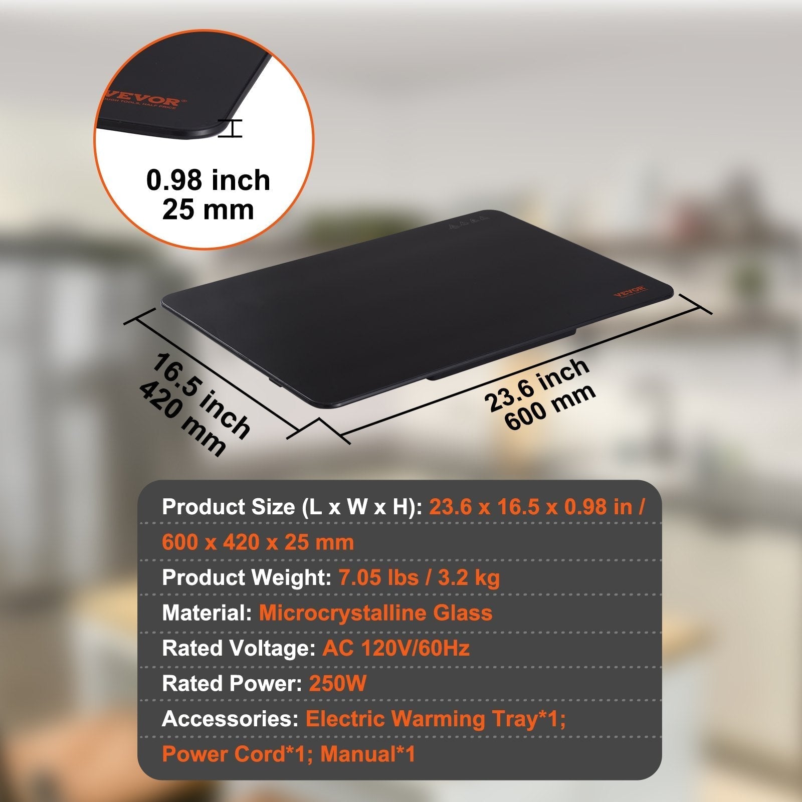 VEVOR Electric Warming Tray, 16.5