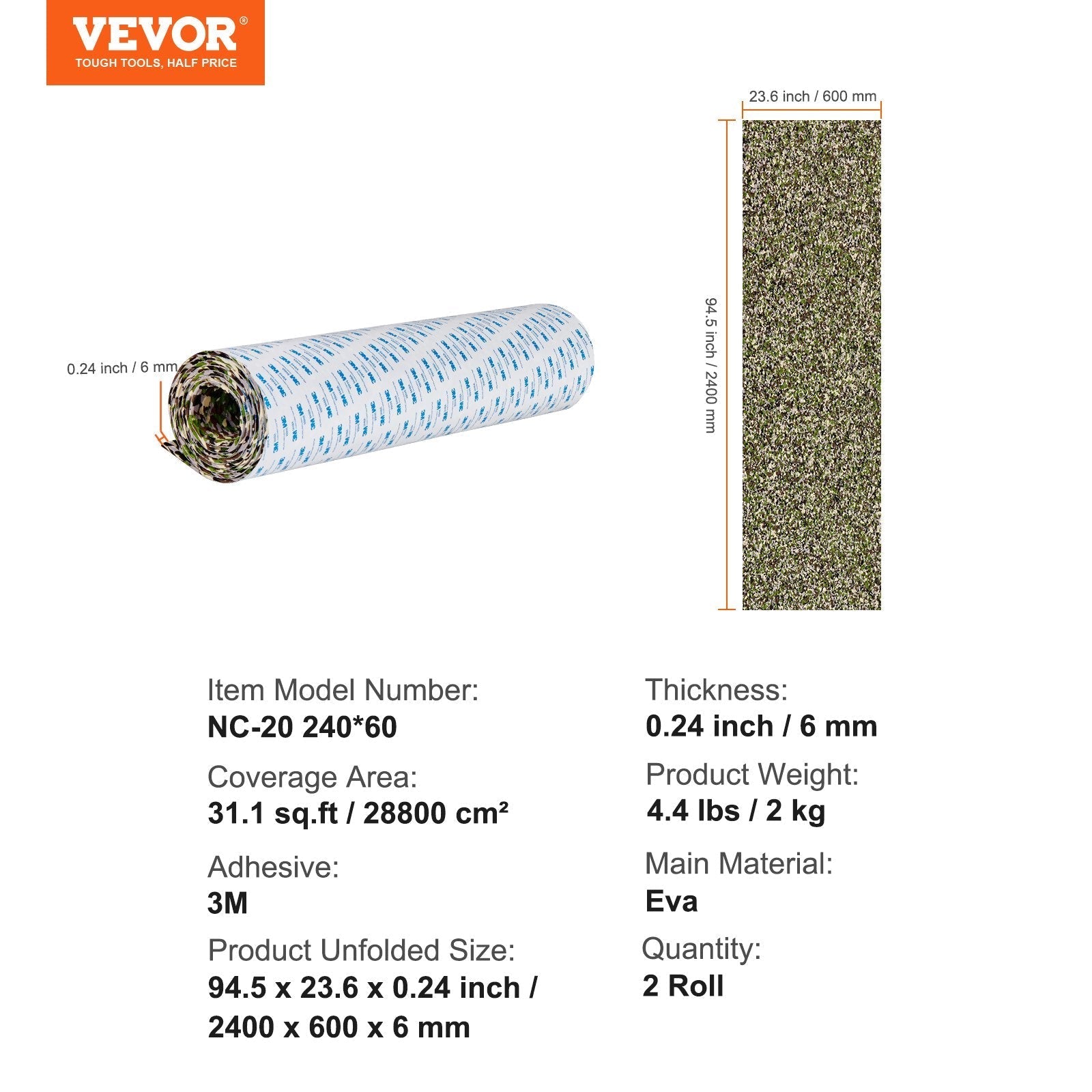 VEVOR Boat Flooring, EVA Foam Boat Decking 94.5