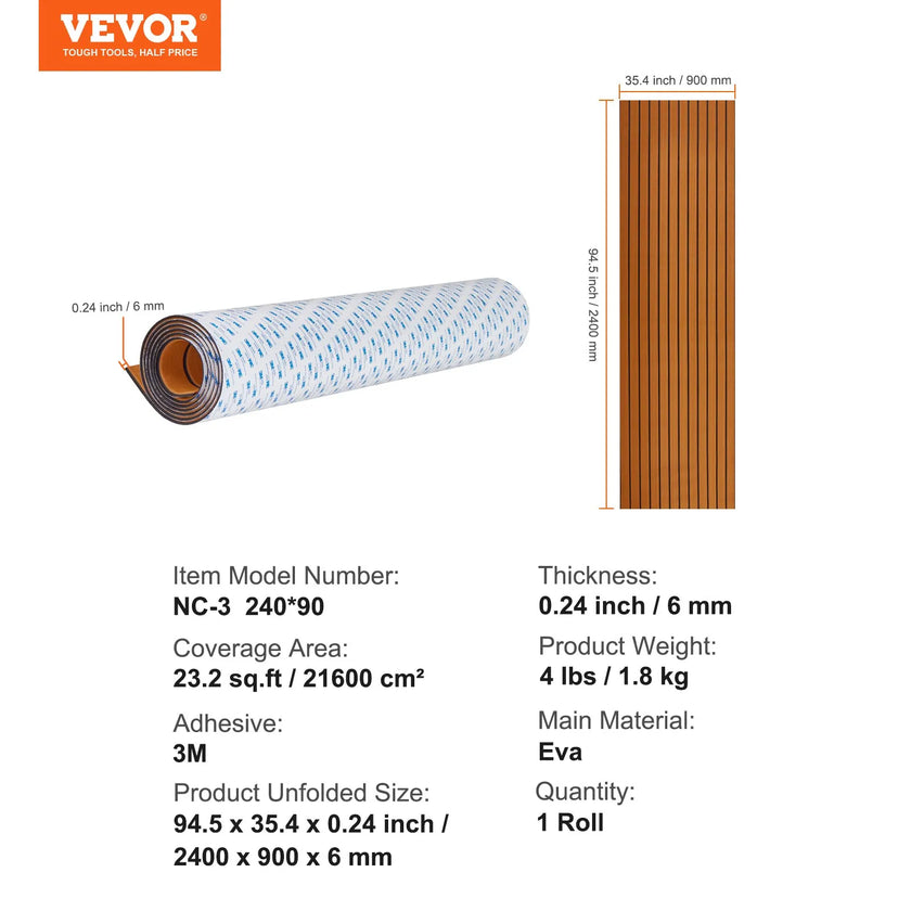 VEVOR Boat Flooring, EVA Foam Boat Decking 94.5