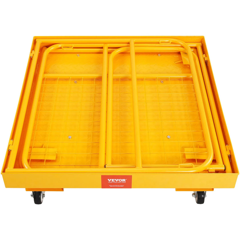 VEVOR Forklift Safety Cage, 1200 lbs Load Capacity, 36 x 36 inches Folding Forklift Work Platform with Lockable Swivel Wheels, Drain Hole & Device Chain, Holds 1 to 2 Adults, Perfect for Aerial Work