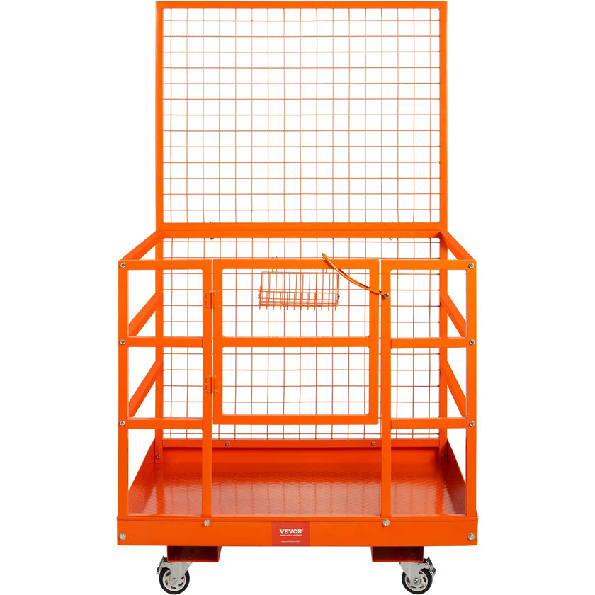 VEVOR Forklift Safety Cage Work Platform 43X45in 1400lbs w/ Wheels for Aerial