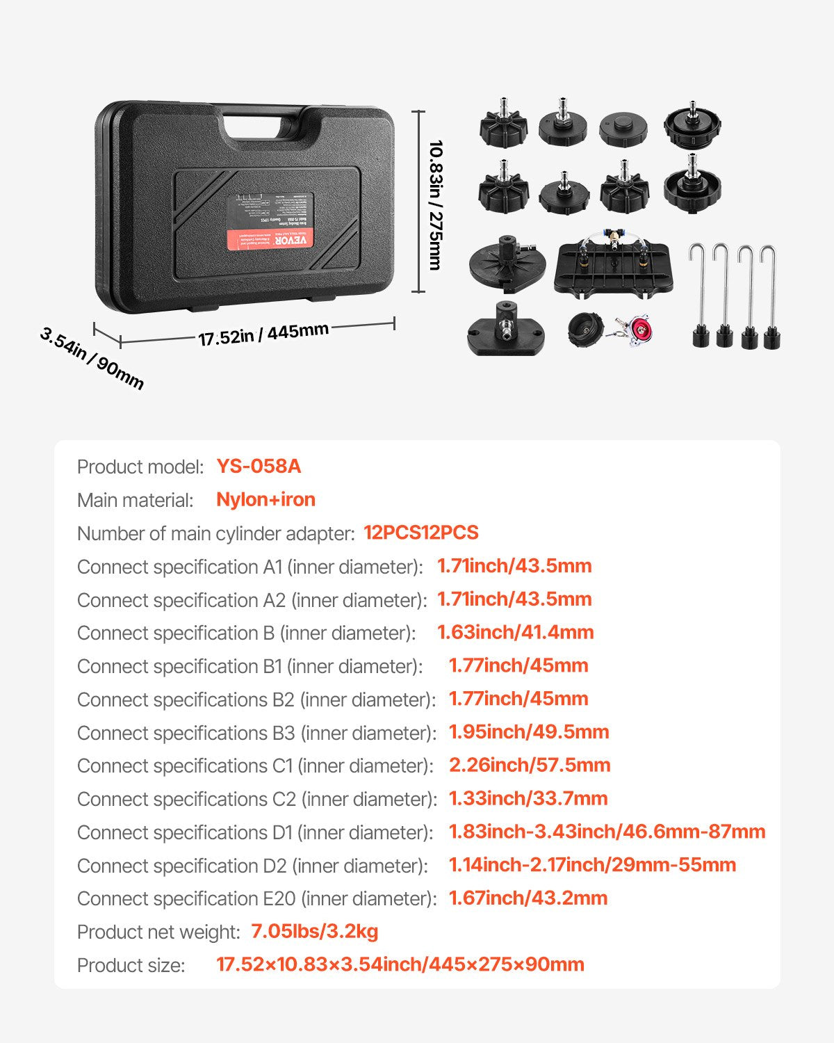VEVOR 12 Pcs Brake Master Bleeder Kit Brake Bleeder Adapter Set for Most Vehicles
