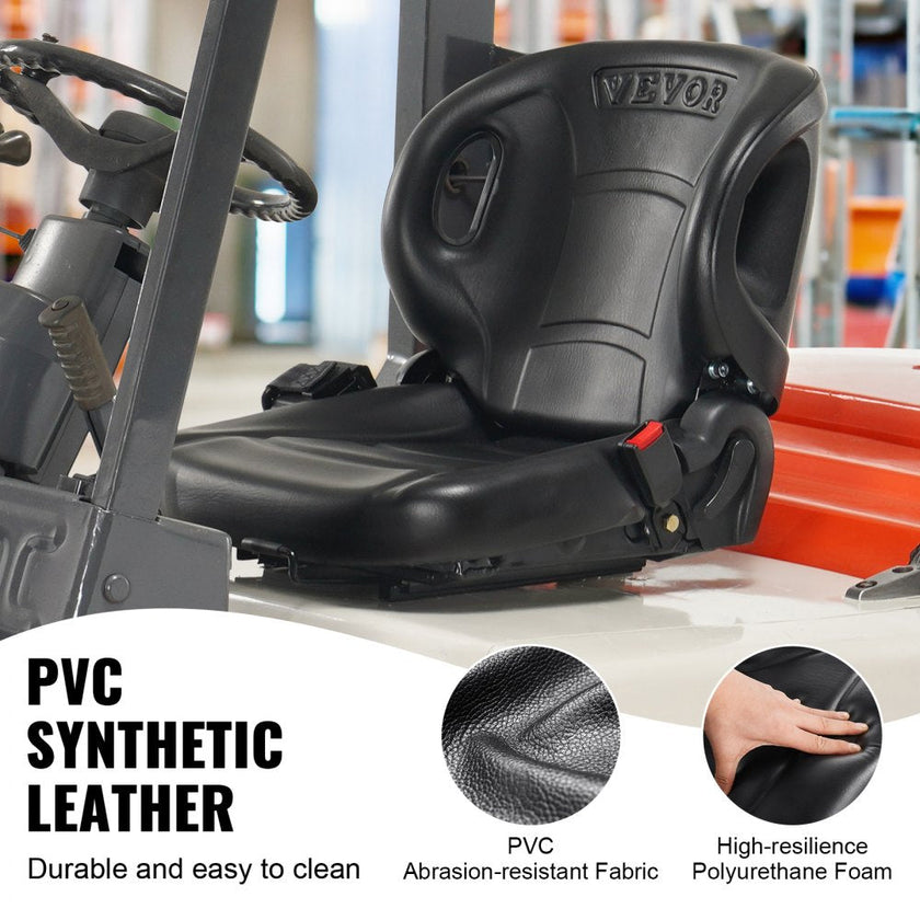 VEVOR Universal Forklift Seat,Tractor Seat with Adjustable Angle Back, Micro Switch and Seatbelt,Wrap-around Forklift Seat for Tractor Loader Excavator