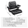 VEVOR Universal Forklift Seat, Fold Down Tractor Seat with Adjustable Angle Back, Micro Switch, Seatbelt and Armrests, 6.3-13.4 inch Slot Tractor Seat for Tractor Loader Excavator
