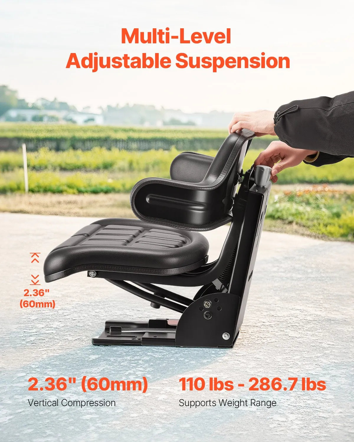 VEVOR Waterproof Forklift Seat Adjustable Tractor Suspension Seat Mower Digger
