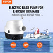VEVOR Bilge Pump, 1100GPH 12V Automatic Submersible Boat Bilge Water Pump with Float Switch, 1.1
