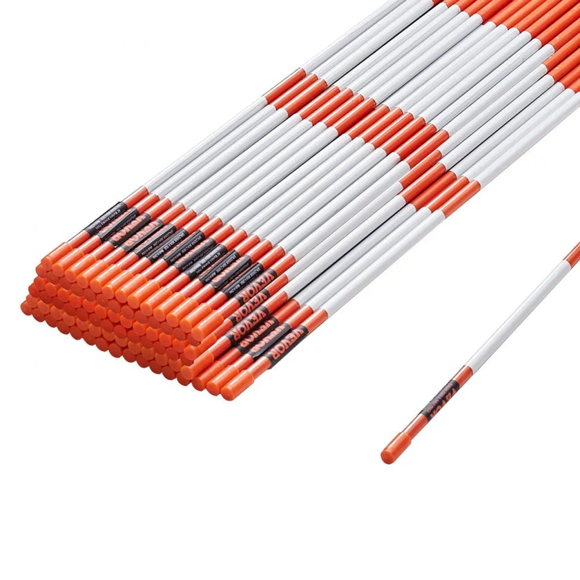 VEVOR Driveway Markers, 100PCS 48 inch, 0.31 inch Diameter, Orange Fiberglass Poles Snow Stakes with Reflective Tape, 12