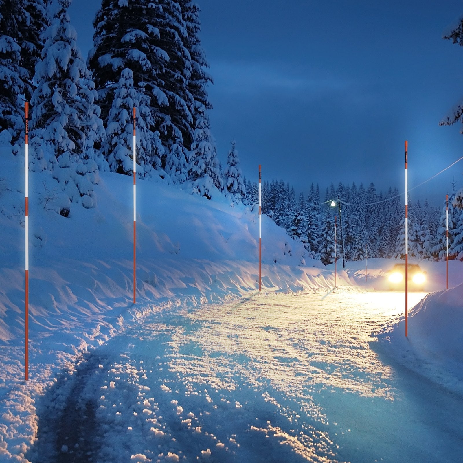 VEVOR Driveway Markers, 30 PCS 48 inch, 0.31 inch Diameter, Orange Fiberglass Poles Snow Stakes with Reflective Tape, 12