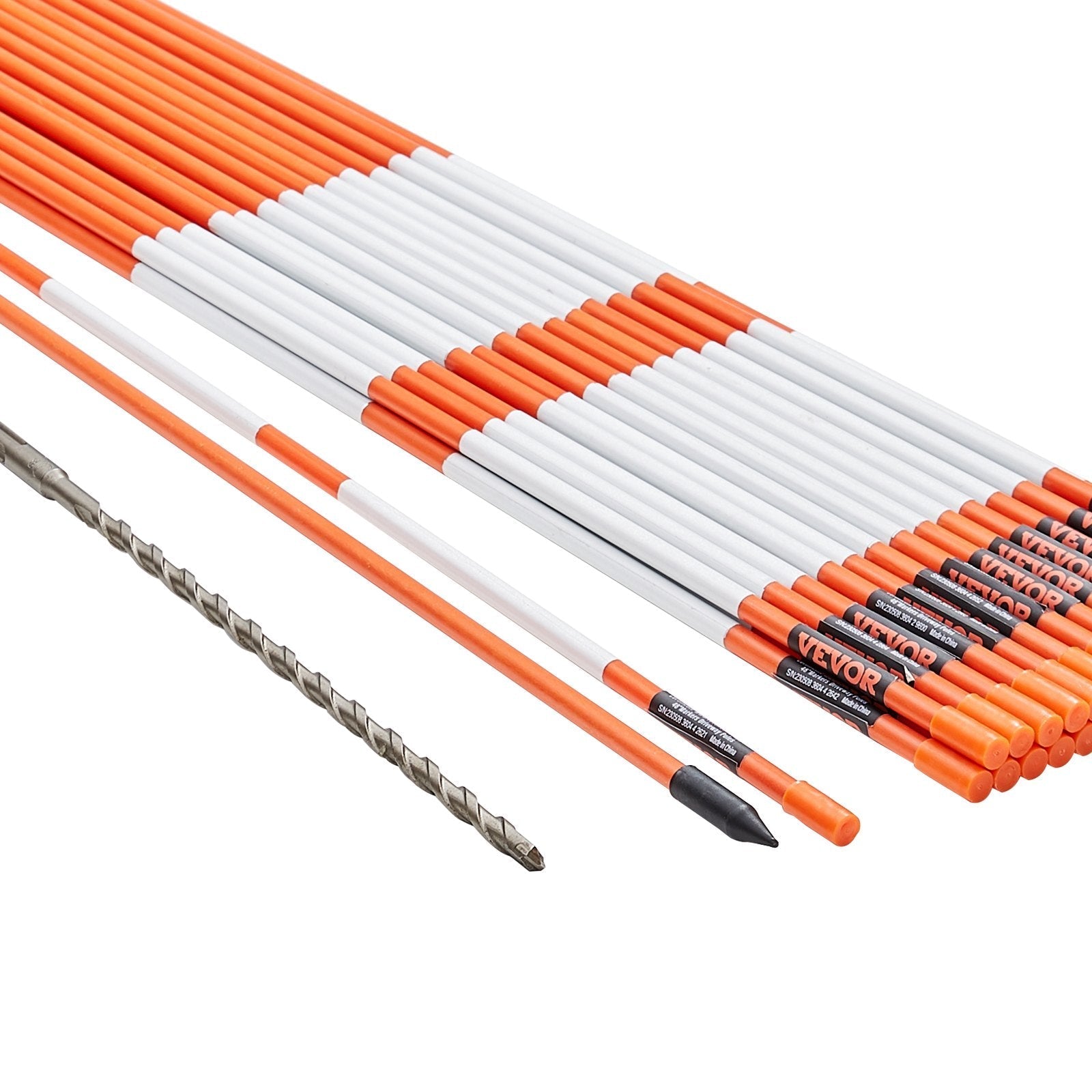 VEVOR Driveway Markers, 30 PCS 48 inch, 0.31 inch Diameter, Orange Fiberglass Poles Snow Stakes with Reflective Tape, 12