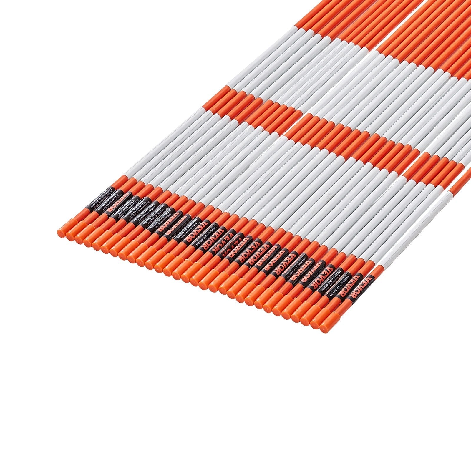VEVOR Driveway Markers, 30 PCS 48 inch, 0.31 inch Diameter, Orange Fiberglass Poles Snow Stakes with Reflective Tape, 12
