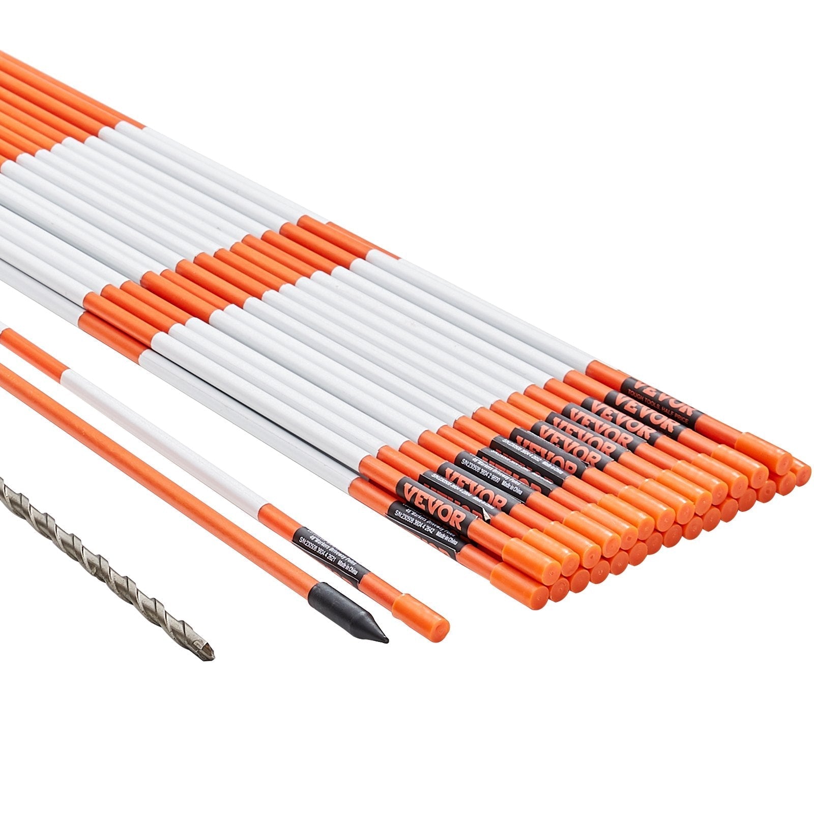 VEVOR Driveway Markers, 30 PCS 48 inch, 0.31 inch Diameter, Orange Fiberglass Poles Snow Stakes with Reflective Tape, 12