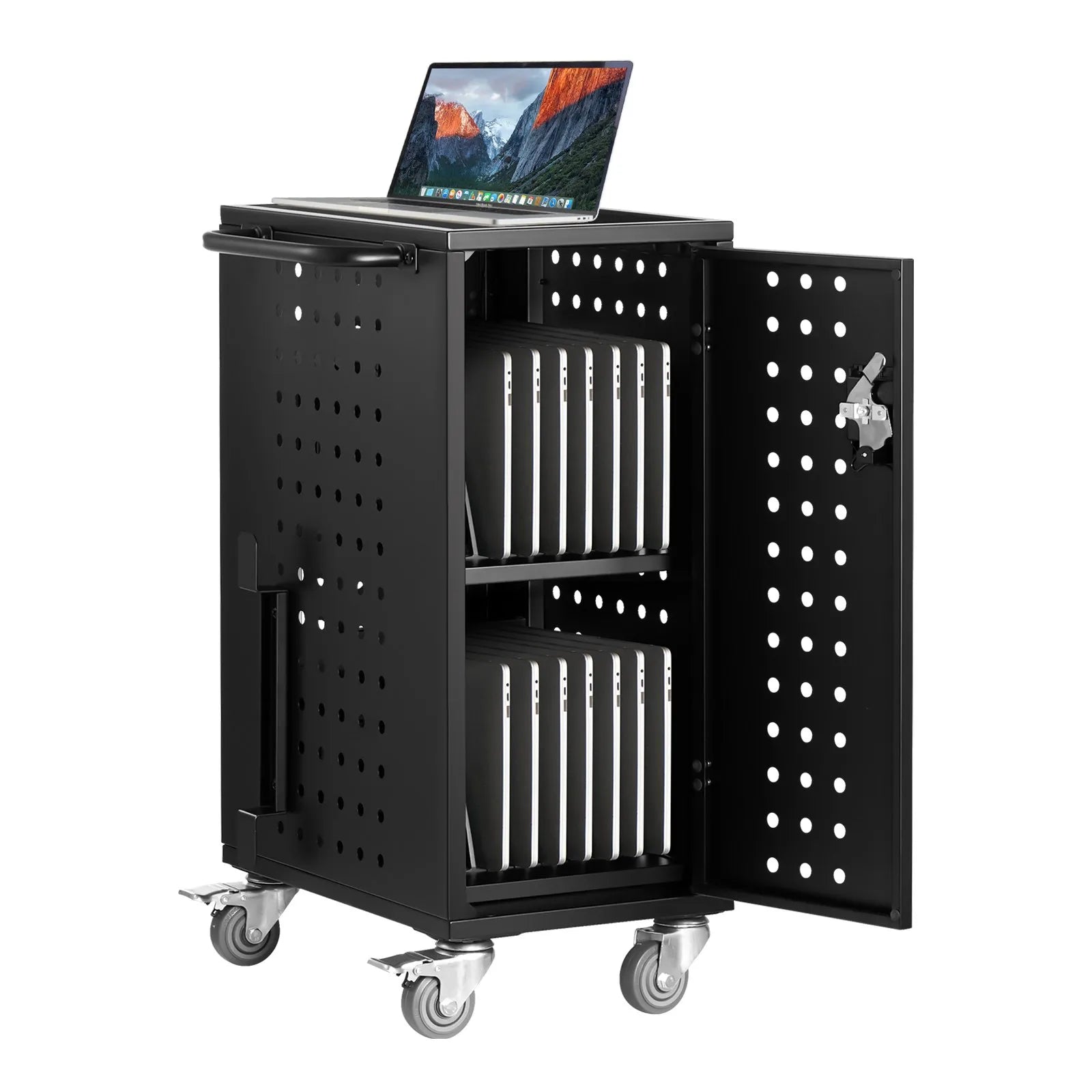 VEVOR Charging Cart Mobile Locking Charging Cart 16 Devices for Laptop & Tablet