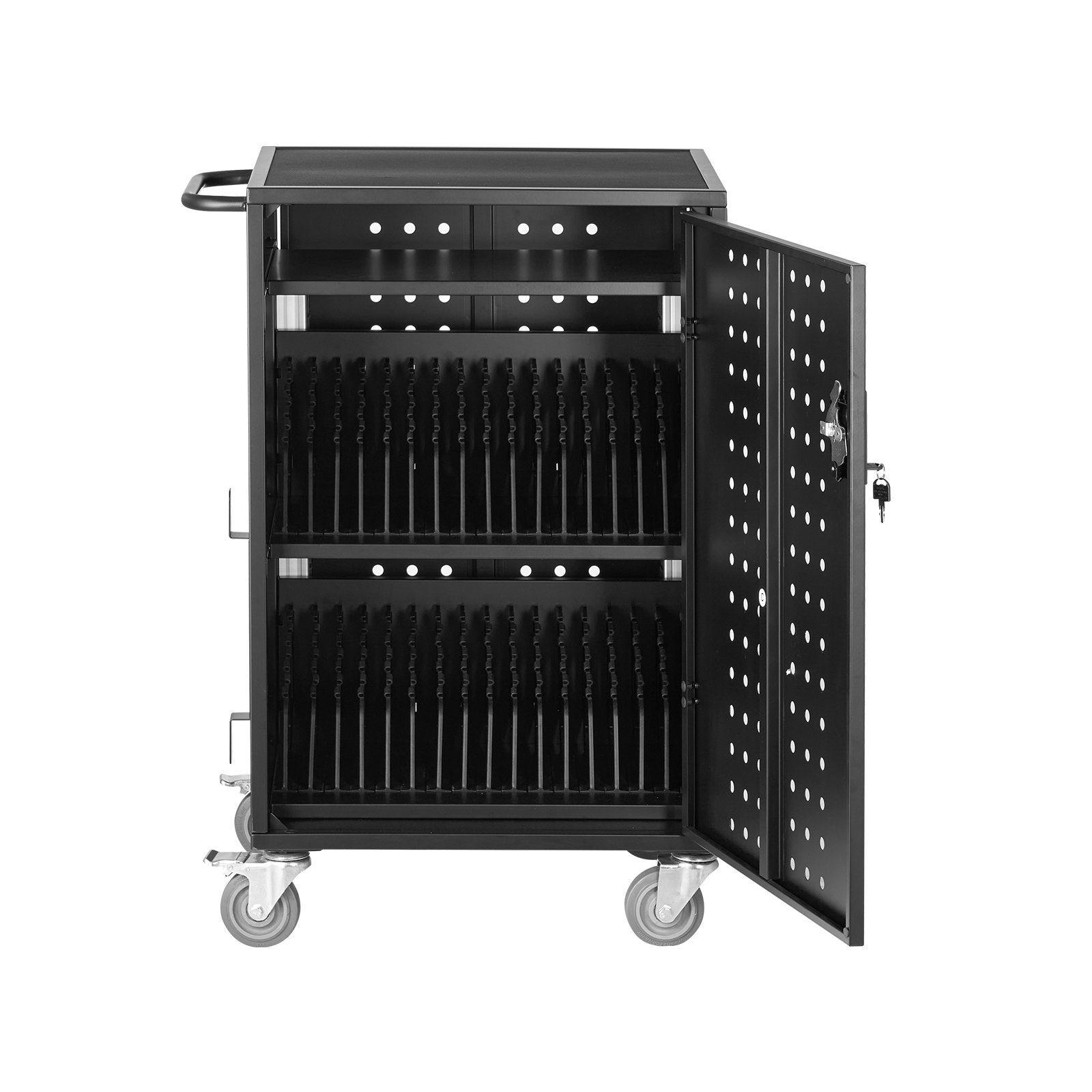 VEVOR Charging Cart Mobile Locking Charging Cart 32 Devices for Laptop & Tablet