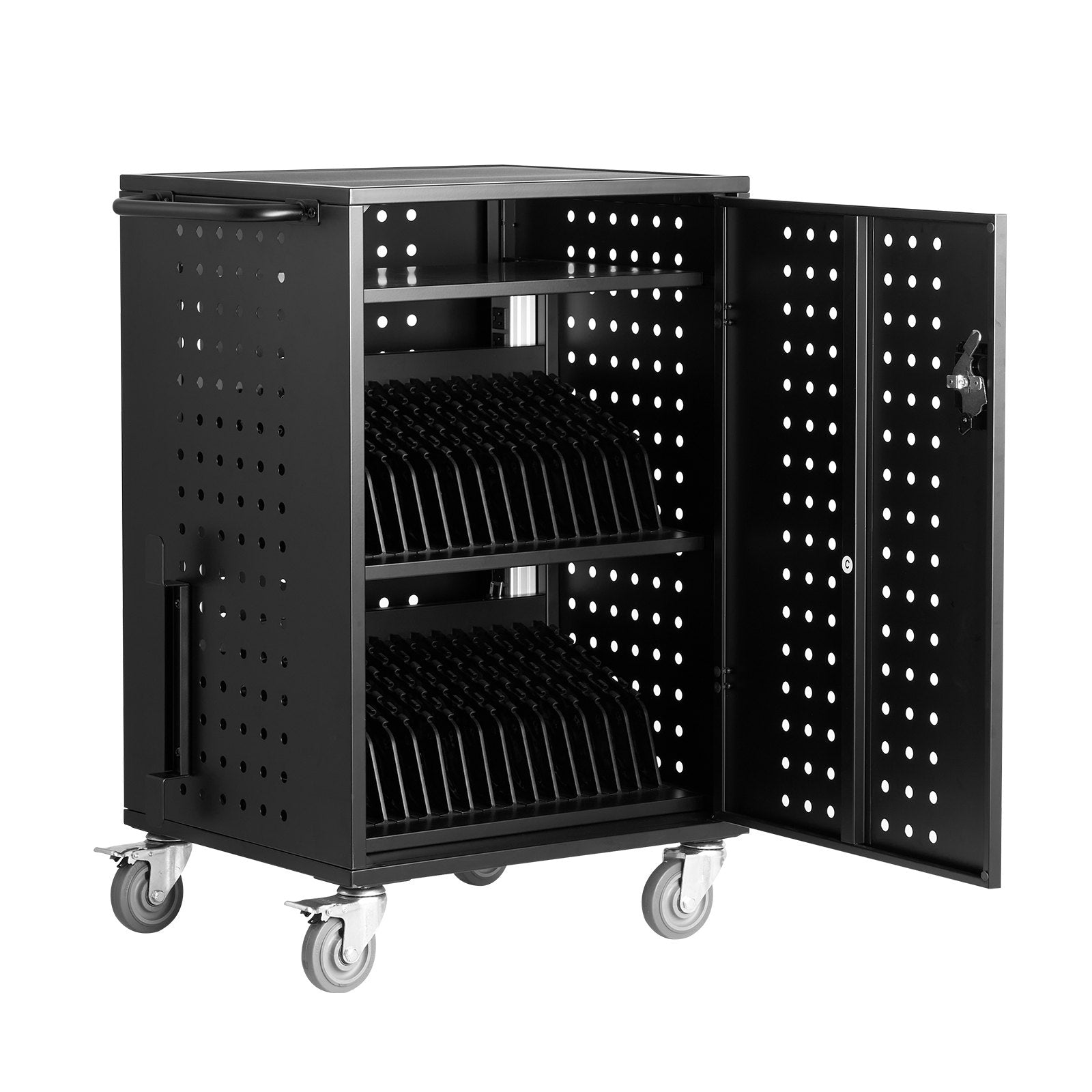 VEVOR Charging Cart Mobile Locking Charging Cart 32 Devices for Laptop & Tablet