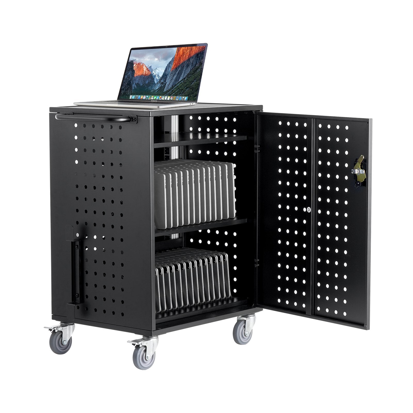 VEVOR Charging Cart Mobile Locking Charging Cart 36 Devices for Laptop & Tablet