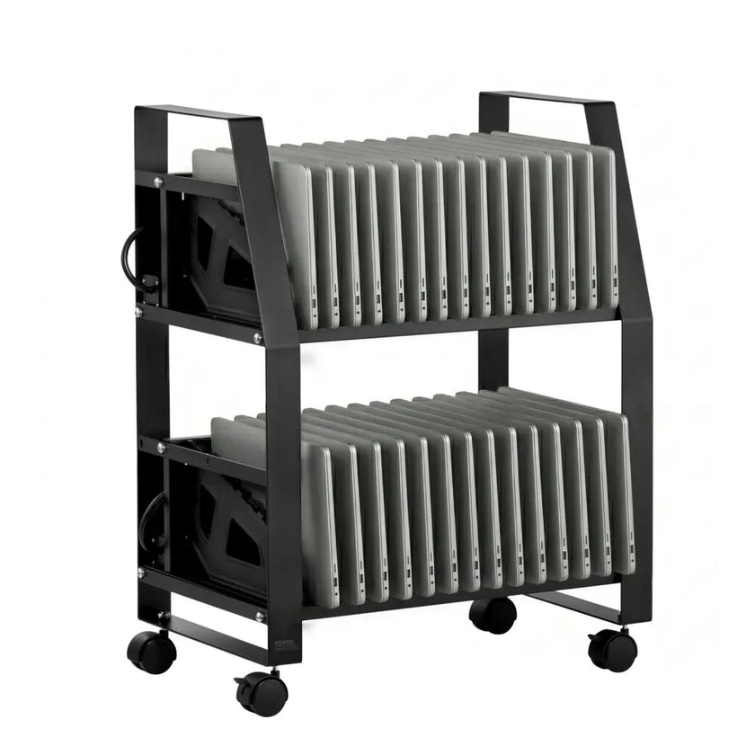 32 Device Mobile Laptop Charging Cart with Wheels Open Charging Station for Tablets and Laptops up to 15.6