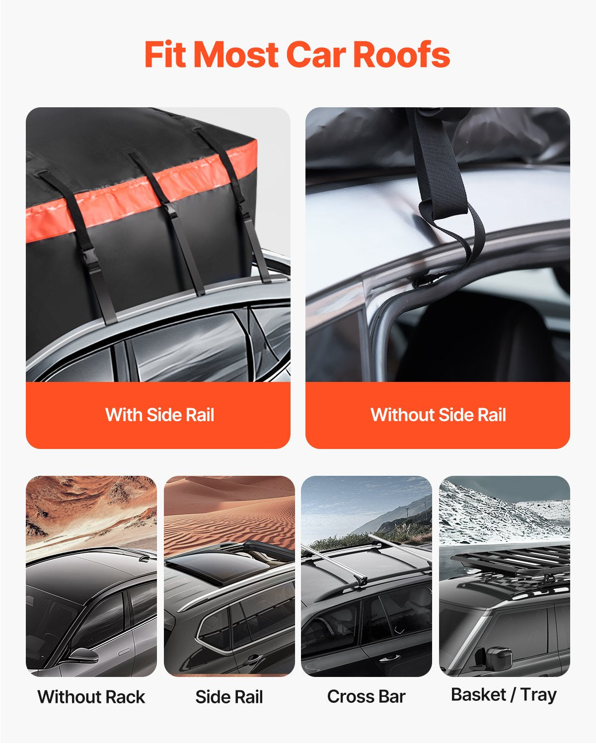 VEVOR Car Rooftop Cargo Carrier Bag 20 Cubic Feet 840D PVC Car Roof Luggage Bag