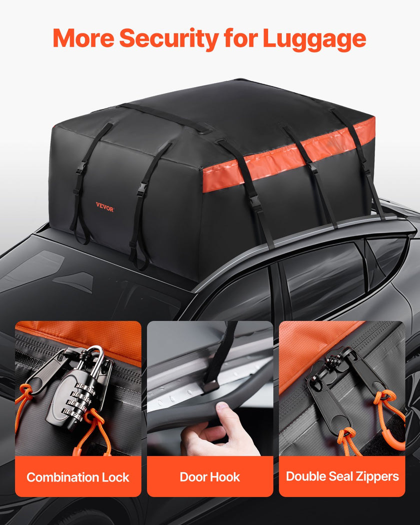 VEVOR Car Rooftop Cargo Carrier Bag 20 Cubic Feet 840D PVC Car Roof Luggage Bag