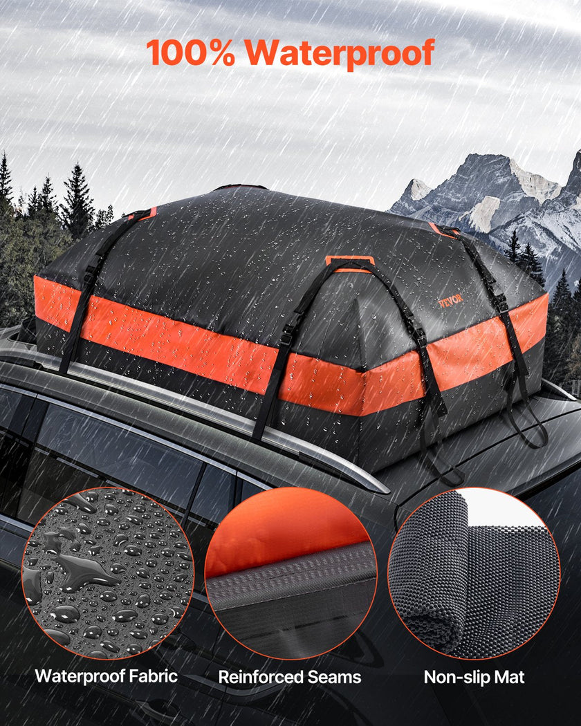 VEVOR Car Rooftop Cargo Carrier Bag 21 Cubic Feet Roof Cargo Carrier 840D PVC