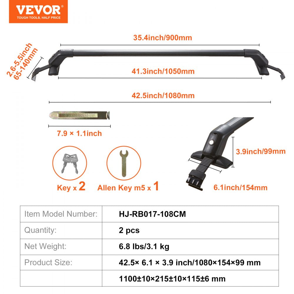 VEVOR Universal Roof Rack Cross Bars, 41.3