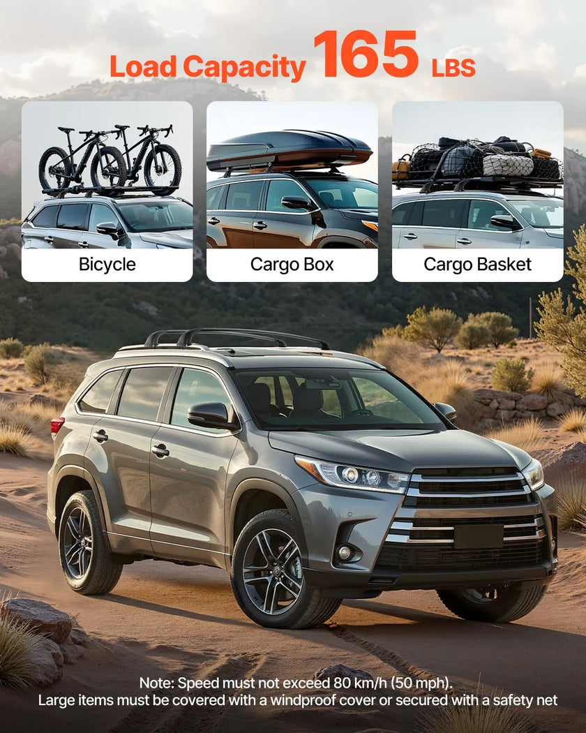 VEVOR Cross Bars Roof Racks Fit Toyota Highlander with Roof Rails 165lb Capacity