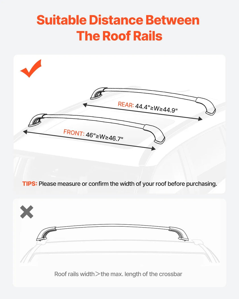 VEVOR Cross Bars Roof Racks Fit Toyota Highlander with Roof Rails 165lb Capacity