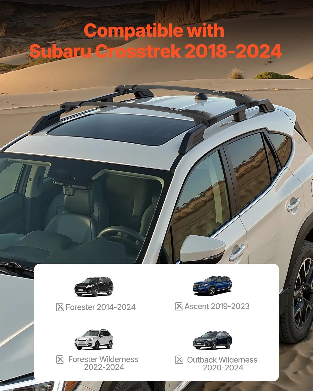 VEVOR Roof Rack Cross Bars 200 LBS Capacity Fit Subaru Crosstrek 2018-2024