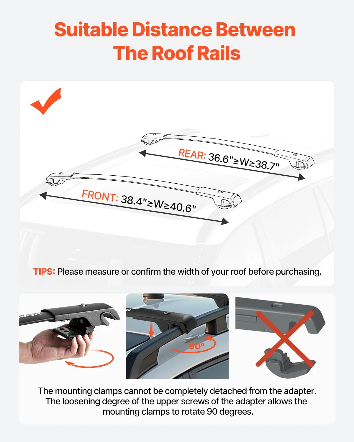VEVOR Roof Rack Cross Bars 200 LBS Capacity Fit Subaru Crosstrek 2018-2024