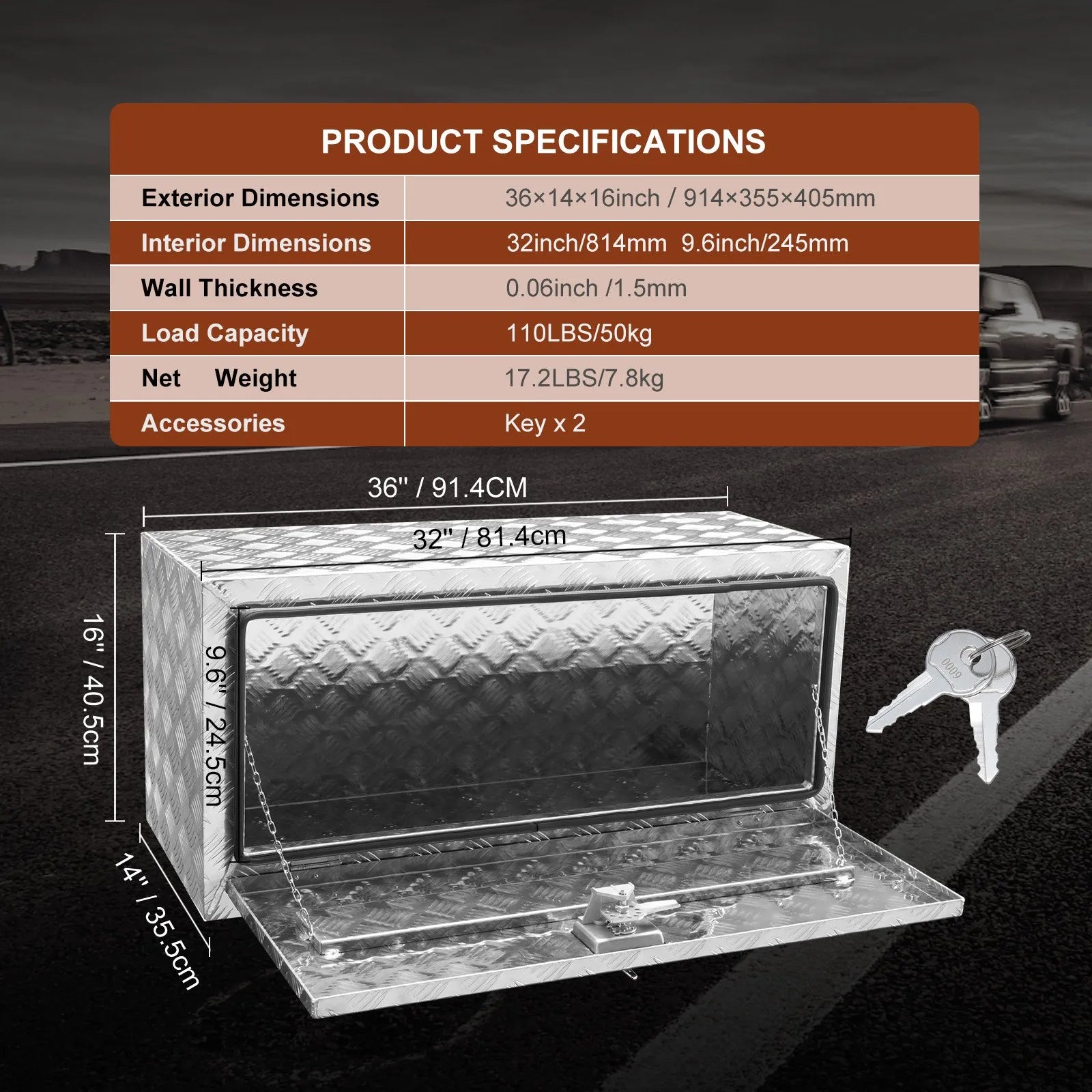 VEVOR Underbody Truck Box, 36