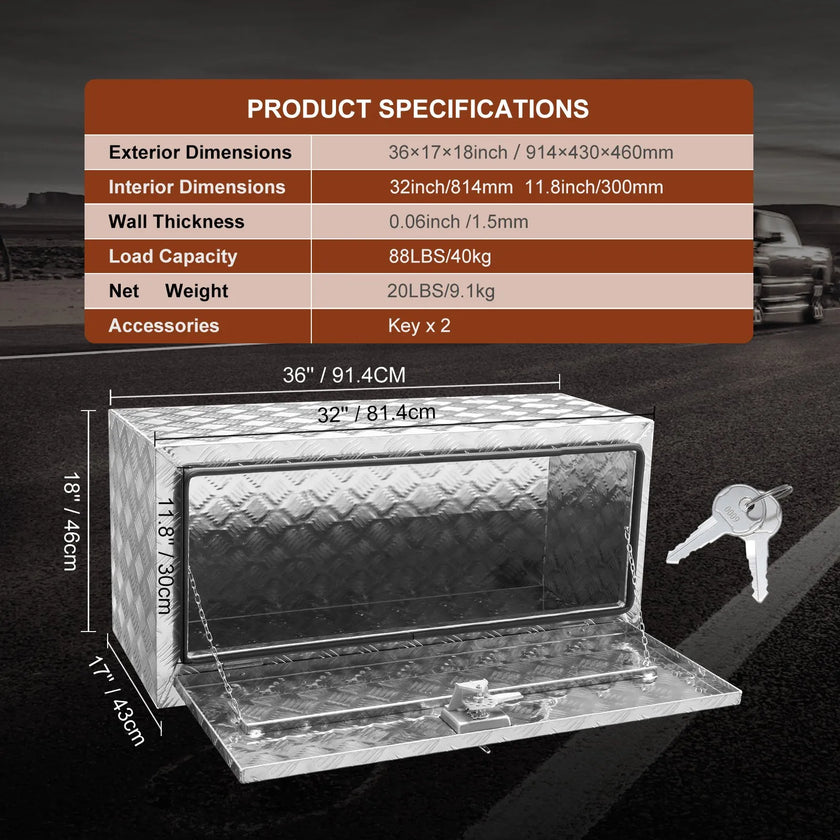 VEVOR Underbody Aluminum Truck Tool Box 36