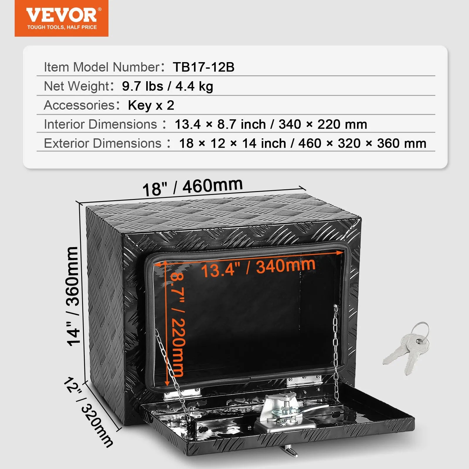 VEVOR Underbody Aluminum Truck Tool Box 18